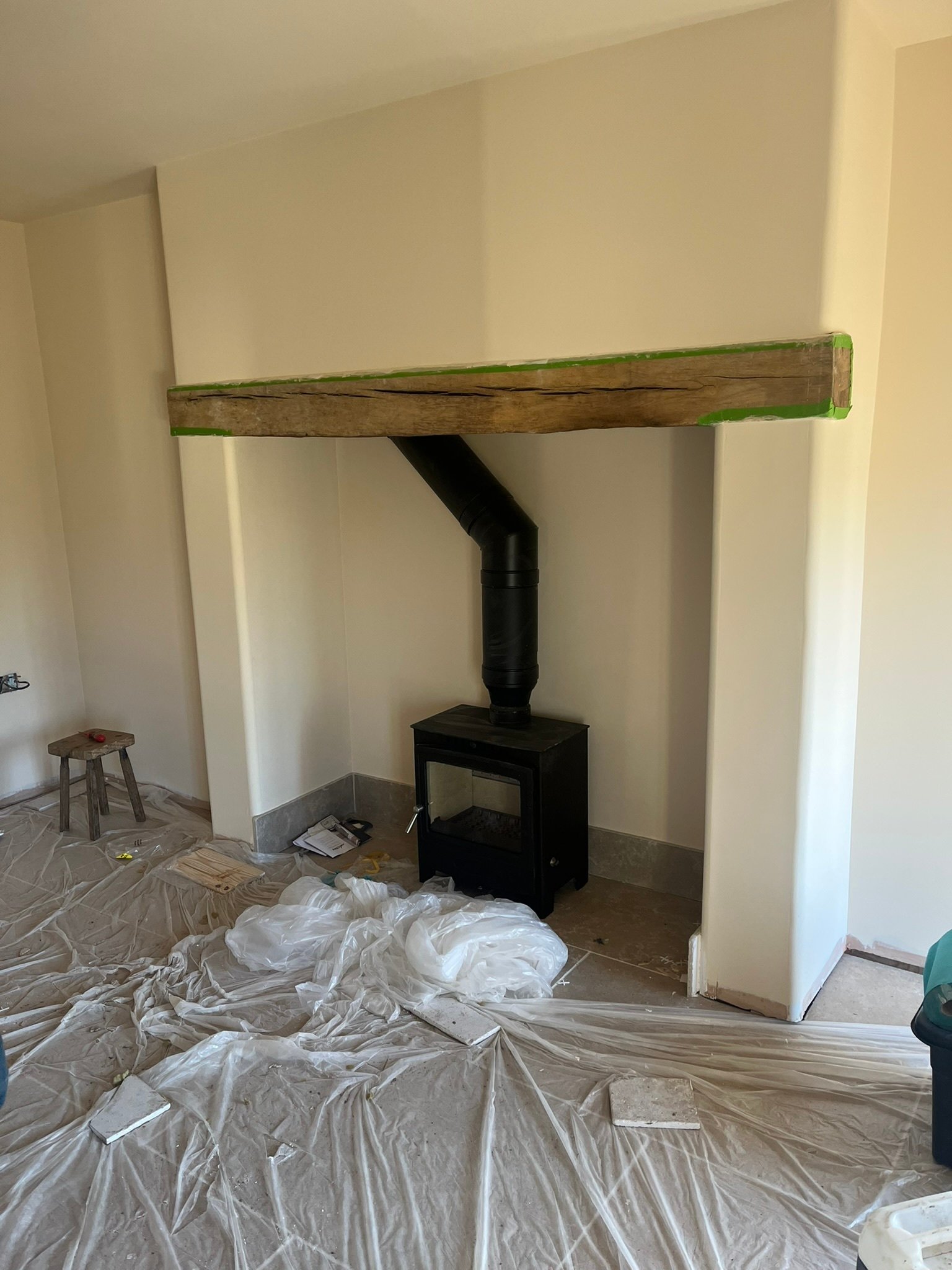 wood burning stove is in 